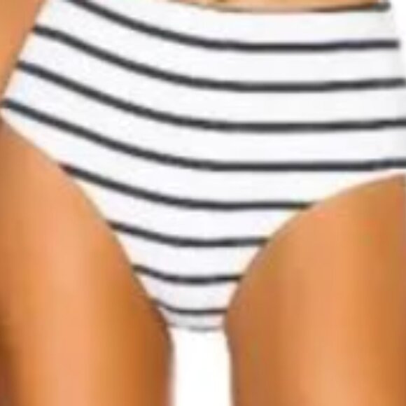 Eberjey Other - Eberjey Ribbed High Waisted Navy Striped Bikini Bottom Size Small New